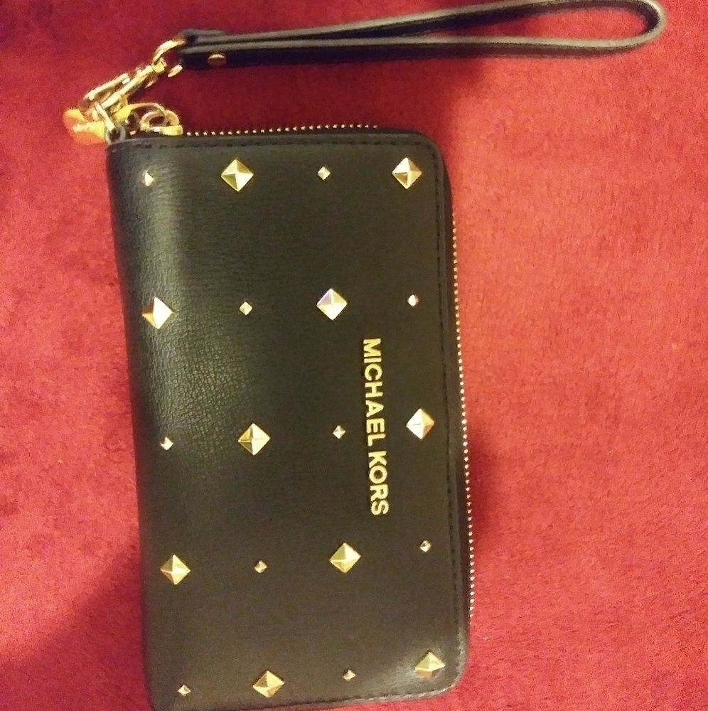 Michael Kors Ellis Black & Gold Studded Wallet